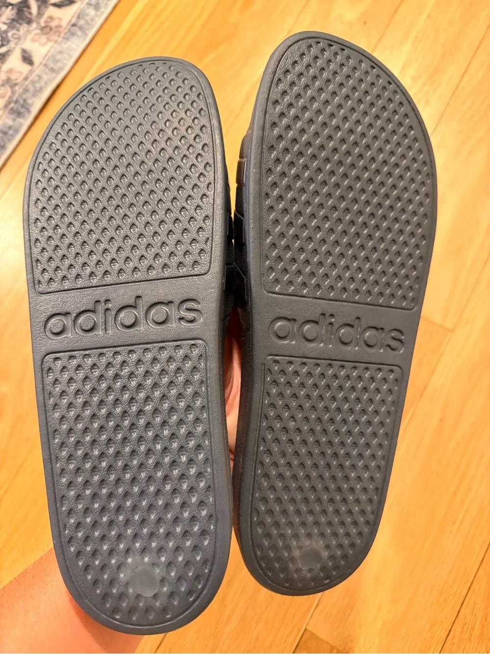 adidas Men's Navy Slide Sandals with Three-Stripe Strap